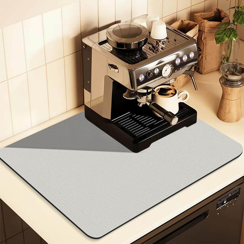 Darrahopens Appliances > Kitchen Appliances > Coffee Machines & Accessories Kitchen Counter Mat for Coffee Maker – Absorbent & Quick-Dry Bar Pad with Non-Slip Backing, Protective Surface for Espresso Machine, Dish Drying Mat (Grey,50*60cm)