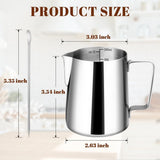 Darrahopens Appliances > Kitchen Appliances > Coffee Machines & Accessories Milk Frothing Cup - 350ml Milk Frothing Cup - Clear Markings - Cappuccino Espresso Machine Accessory Made of Stainless Steel 304 - Suitable for Barista Coffee Shops - With Latte Art Pen - Silver