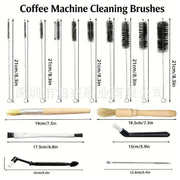 Darrahopens Appliances > Kitchen Appliances > Coffee Machines & Accessories Professional Coffee Machine Cleaning Brush Set | 10-Piece Multifunctional Tool Kit | Includes Long-Handled Spring Brush, Wooden Handle Brush, Cleaning Needle, and Bent Nozzle Brush | Suitable for Deep Cleaning of Coffee Machines, Grinders, and Brewing Hea