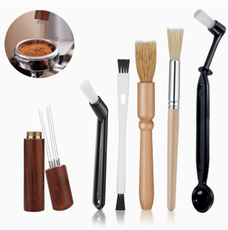 Darrahopens Appliances > Kitchen Appliances > Coffee Machines & Accessories Professional Coffee Machine Cleaning Brush Set | 6-Piece Multi-functional Tool Kit | Includes Dosing Needle / Bent Cleaning Brush / Flat Cleaning Brush / Wooden Handle Cleaning Brush / Metal Handle Cleaning Brush / Bent Brush with Spoon | Suitable for dee