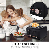 Darrahopens Appliances > Kitchen Appliances > Coffee Machines & Accessories Pronti Breakfast Set with Rose Gold Kettle & Toaster with 1.2L Espresso Machine - Black