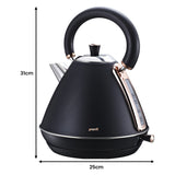 Darrahopens Appliances > Kitchen Appliances > Coffee Machines & Accessories Pronti Breakfast Set with Rose Gold Kettle & Toaster with 1.2L Espresso Machine - Black