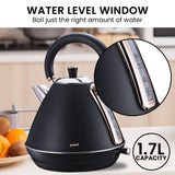 Darrahopens Appliances > Kitchen Appliances > Coffee Machines & Accessories Pronti Breakfast Set with Rose Gold Kettle & Toaster with 1.2L Espresso Machine - Black
