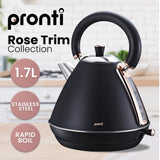 Darrahopens Appliances > Kitchen Appliances > Coffee Machines & Accessories Pronti Breakfast Set with Rose Gold Kettle & Toaster with 1.2L Espresso Machine - Black