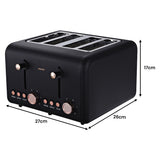 Darrahopens Appliances > Kitchen Appliances > Coffee Machines & Accessories Pronti Breakfast Set with Rose Gold Kettle & Toaster with 1.2L Espresso Machine - Black