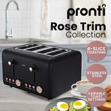 Darrahopens Appliances > Kitchen Appliances > Coffee Machines & Accessories Pronti Breakfast Set with Rose Gold Kettle & Toaster with 1.2L Espresso Machine - Black