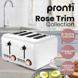 Darrahopens Appliances > Kitchen Appliances > Coffee Machines & Accessories Pronti Breakfast Set with Rose Gold Kettle & Toaster with 1.2L Espresso Machine - White