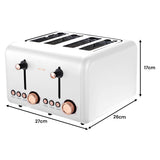 Darrahopens Appliances > Kitchen Appliances > Coffee Machines & Accessories Pronti Breakfast Set with Rose Gold Kettle & Toaster with 1.2L Espresso Machine - White