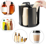 Darrahopens Appliances > Kitchen Appliances > Coffee Machines & Accessories Rotating paper cup dispenser - cup holder with 4 compartments - with 360° turntable - suitable for kitchens, bathrooms and coffee bars - black