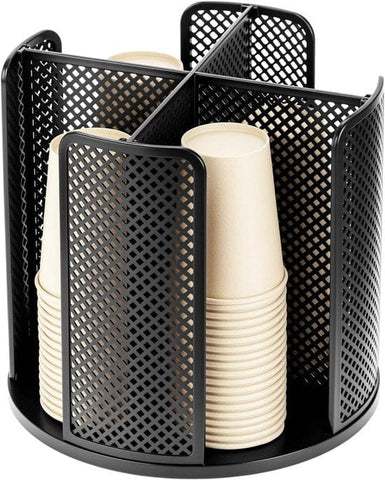 Darrahopens Appliances > Kitchen Appliances > Coffee Machines & Accessories Rotating paper cup dispenser - cup holder with 4 compartments - with 360° turntable - suitable for kitchens, bathrooms and coffee bars - black