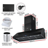 Darrahopens Appliances > Kitchen Appliances > Cooking Ranges Devanti 1500mm Commercial BBQ Range Hood Dual Motor W/ Remote Control Black