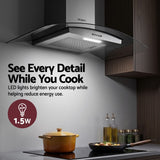 Darrahopens Appliances > Kitchen Appliances > Cooking Ranges Devanti 90cm Range Hood Curved Glass Canopy Rangehood Kitchen Exhaust Fan