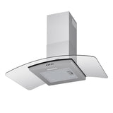 Darrahopens Appliances > Kitchen Appliances > Cooking Ranges Devanti 90cm Range Hood Curved Glass Canopy Rangehood Kitchen Exhaust Fan