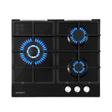 Darrahopens Appliances > Kitchen Appliances > Cooktops & Stoves Devanti 59cm Gas Cooktop 3 Burner Knob Control Glass Hob Cast Iron Black In Australia - Darrahopens
