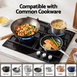 Darrahopens Appliances > Kitchen Appliances > Cooktops & Stoves Devanti 59cm Gas Cooktop 3 Burner Knob Control Glass Hob Cast Iron Black In Australia - Darrahopens