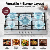 Darrahopens Appliances > Kitchen Appliances > Cooktops & Stoves Devanti 90cm Gas Cooktop 5 Burner LPG NG Stainless Steel Hob Silver