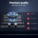 Darrahopens Appliances > Kitchen Appliances > Cooktops & Stoves Devanti Gas Cooktop 30cm 2 Burner Built-in Stove Glass Cook Top NG LPG Wok Burner