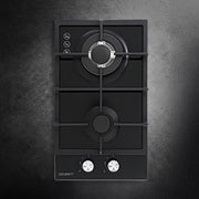 Darrahopens Appliances > Kitchen Appliances > Cooktops & Stoves Devanti Gas Cooktop 30cm 2 Burner Built-in Stove Glass Cook Top NG LPG Wok Burner