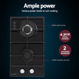 Darrahopens Appliances > Kitchen Appliances > Cooktops & Stoves Devanti Gas Cooktop 30cm 2 Burner Built-in Stove Glass Cook Top NG LPG Wok Burner