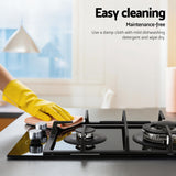 Darrahopens Appliances > Kitchen Appliances > Cooktops & Stoves Devanti Gas Cooktop 30cm 2 Burner Built-in Stove Glass Cook Top NG LPG Wok Burner