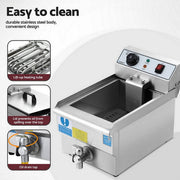 Darrahopens Appliances > Kitchen Appliances > Deep Fryers Devanti 3000W Electric Deep Fryer 10L Stainless Steel Fryer w/ Basket & Lid