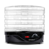 Darrahopens Appliances > Kitchen Appliances Devanti 5 Trays Food Dehydrator Fruit Dehydrators Pet Beef Jerky Dryer Black
