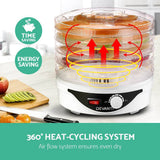 Darrahopens Appliances > Kitchen Appliances Devanti 5 Trays Food Dehydrator Fruit Dehydrators Pet Beef Jerky Dryer White