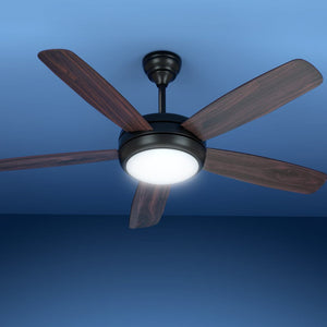 Darrahopens Appliances > Kitchen Appliances Devanti 52'' Ceiling Fan AC Motor 5 Blades w/Light - Dark Wood