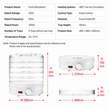 Darrahopens Appliances > Kitchen Appliances > Food Dehydrators Black 5 Tier Large Capacity Food Dehydrator and Healthy Snack Maker - Electric Fruit Vegetable Meat Jerky Dryer with 35-70℃ Adjustable Temp and All Round Hot Air Fast Dehydration In Australia - Darrahopens