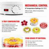 Darrahopens Appliances > Kitchen Appliances > Food Dehydrators Black 5 Tier Large Capacity Food Dehydrator and Healthy Snack Maker - Electric Fruit Vegetable Meat Jerky Dryer with 35-70℃ Adjustable Temp and All Round Hot Air Fast Dehydration In Australia - Darrahopens