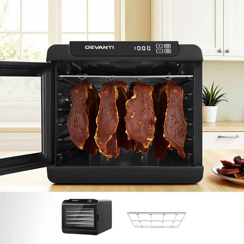 Darrahopens Appliances > Kitchen Appliances > Food Dehydrators Devanti Food Dehydrator 6 Tray Fruit Dryer Jerky Maker With Stainless Steel Rack