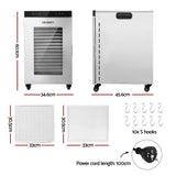 Devanti Food Dehydrator Stainless Steel Fruit Dryer 16 Tray Silver In Australia - Darrahopens