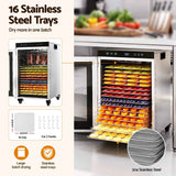Devanti Food Dehydrator Stainless Steel Fruit Dryer 16 Tray Silver In Australia - Darrahopens