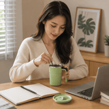 Darrahopens Appliances > Kitchen Appliances > Food Mixers & Blenders Green Electric Self Stirring Mug with Temperature Display Type-C Rechargeable Insulated Coffee Mixing Cup Portable Magnetic Stirring Mug for Coffee Milk Protein Shake Home Office Use