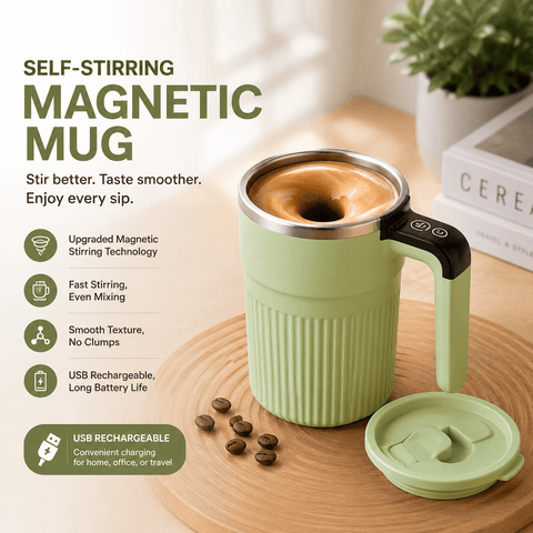 Darrahopens Appliances > Kitchen Appliances > Food Mixers & Blenders Green Electric Self Stirring Mug with Temperature Display Type-C Rechargeable Insulated Coffee Mixing Cup Portable Magnetic Stirring Mug for Coffee Milk Protein Shake Home Office Use