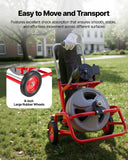 Darrahopens Appliances > Kitchen Appliances > Food Mixers & Blenders VEVOR Drain Cleaner Machine 22m x 12.7mm, Sewer Snake Auger on Wheels, Manual Feed Drain Cleaning Machine with Adjustable Drum Angle, 6 Cutters & Air-activated Foot Switch for 50mm to 150mm Pipes