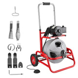 Darrahopens Appliances > Kitchen Appliances > Food Mixers & Blenders VEVOR Drain Cleaner Machine 22m x 12.7mm, Sewer Snake Auger on Wheels, Manual Feed Drain Cleaning Machine with Adjustable Drum Angle, 6 Cutters & Air-activated Foot Switch for 50mm to 150mm Pipes