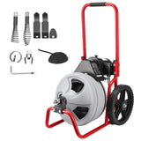 Darrahopens Appliances > Kitchen Appliances > Food Mixers & Blenders VEVOR Drain Cleaner Machine 22m x 9.5mm, Sewer Snake Auger Manual Feed on Wheels, Portable Drain Cleaning Machine with 6 Cutters & Air-activated Foot Switch for 50mm to 100mm Pipes