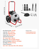 Darrahopens Appliances > Kitchen Appliances > Food Mixers & Blenders VEVOR Drain Cleaner Machine 22m x 9.5mm, Sewer Snake Auger Manual Feed on Wheels, Portable Drain Cleaning Machine with 6 Cutters & Air-activated Foot Switch for 50mm to 100mm Pipes