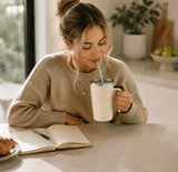 Darrahopens Appliances > Kitchen Appliances > Food Mixers & Blenders White Self Stirring Coffee Mug Electric Temperature Display Cup 14.4cm (5.67in) Stainless Steel Insulated Travel Mug with 3-Piece Stainless Steel Straw Set for Coffee Milk Protein Shakes