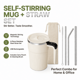 Darrahopens Appliances > Kitchen Appliances > Food Mixers & Blenders White Self Stirring Coffee Mug Electric Temperature Display Cup 14.4cm (5.67in) Stainless Steel Insulated Travel Mug with 3-Piece Stainless Steel Straw Set for Coffee Milk Protein Shakes