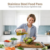 Darrahopens Appliances > Kitchen Appliances > Food Warmers & Chafing Dishes 16PCS Stainless Steel Hotel Pans, 1/6 Size 4" Deep Commercial Buffet Steam Table Food Containers with 2 Serving Tongs & 4 Spoons, Metal Catering Trays for Home, Restaurant, Hotel, Party Food Prep