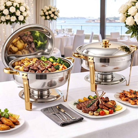 Darrahopens Appliances > Kitchen Appliances > Food Warmers & Chafing Dishes 5-Star Chef 5L Chafing Dish Set 2-Pack, Food Warmer Catering Server Buffet In Australia - Darrahopens