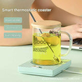 Darrahopens Appliances > Kitchen Appliances > Food Warmers & Chafing Dishes Green Coffee Mug Warmer Set with Glass Mug and Lid USB Powered 13W Constant Temperature Heating Coaster Approx 45C for Office Home Gift Use