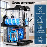 Darrahopens Appliances > Kitchen Appliances > Ice Makers Devanti Commercial Slushie Machine 15L x2 Frozen Drink Maker Dual Tank Silver In Australia - Darrahopens