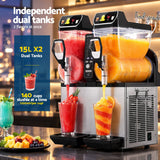 Darrahopens Appliances > Kitchen Appliances > Ice Makers Devanti Commercial Slushie Machine 15L x2 Frozen Drink Maker Dual Tank Silver In Australia - Darrahopens