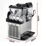 Darrahopens Appliances > Kitchen Appliances > Ice Makers Devanti Commercial Slushie Machine 15L x2 Frozen Drink Maker Dual Tank Silver In Australia - Darrahopens