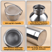 Darrahopens Appliances > Kitchen Appliances > Kettles 2L Large Capacity Outdoor Sports Adventure Water Bottle - Food-Grade 304 Stainless Steel with Portable Handle & 7cm Wide Mouth, 2 Pack