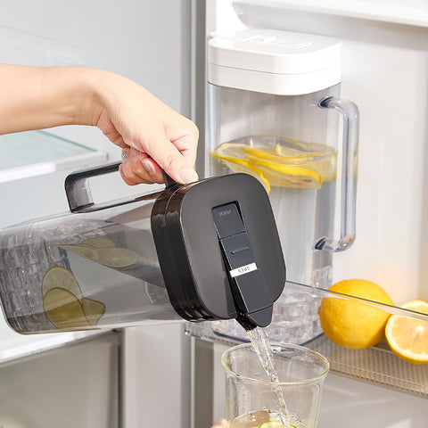 Darrahopens Appliances > Kitchen Appliances > Kettles Black 2000ML Leak-Proof Flip-Top Cool Water Pitcher for Refrige Door - Cold/Heat-Resistant Stylish Iced Tea Fruit Infuser Kettle