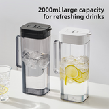 Darrahopens Appliances > Kitchen Appliances > Kettles Black 2000ML Leak-Proof Flip-Top Cool Water Pitcher for Refrige Door - Cold/Heat-Resistant Stylish Iced Tea Fruit Infuser Kettle
